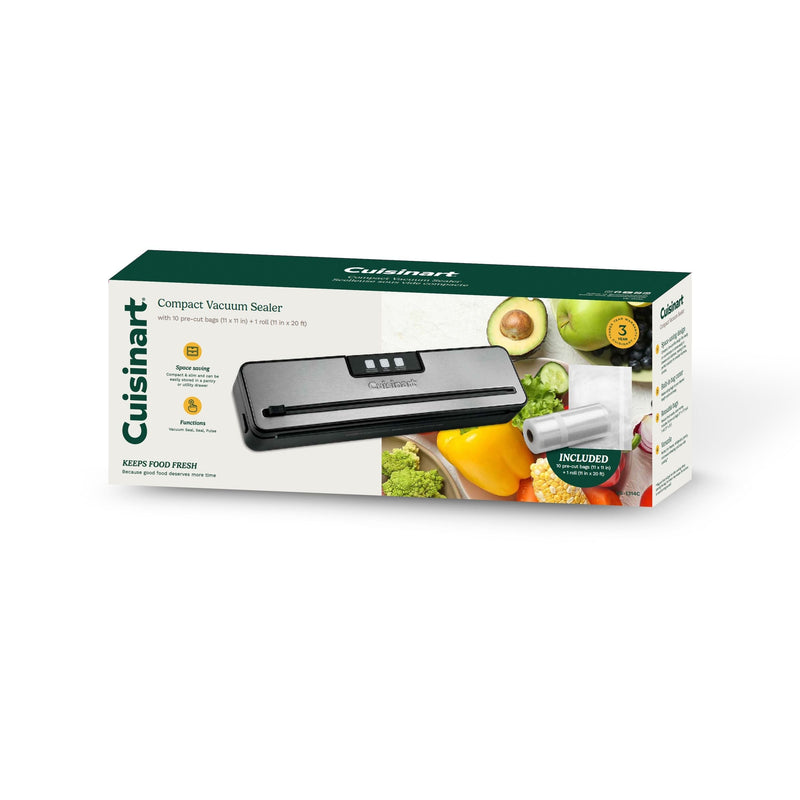 Cuisinart Slim Vacuum Sealer, with 10 Pre-Cut Bags & 1 Roll U9