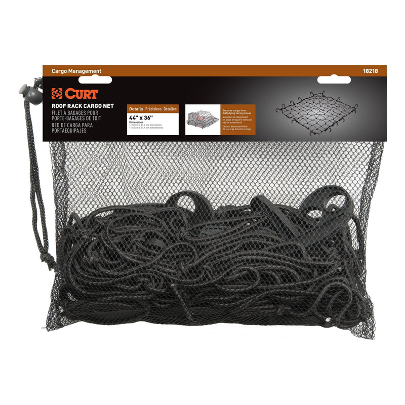 CURT 18218 Elastic Cargo Net with Hooks for Roof Basket, 44 x 36-in C3