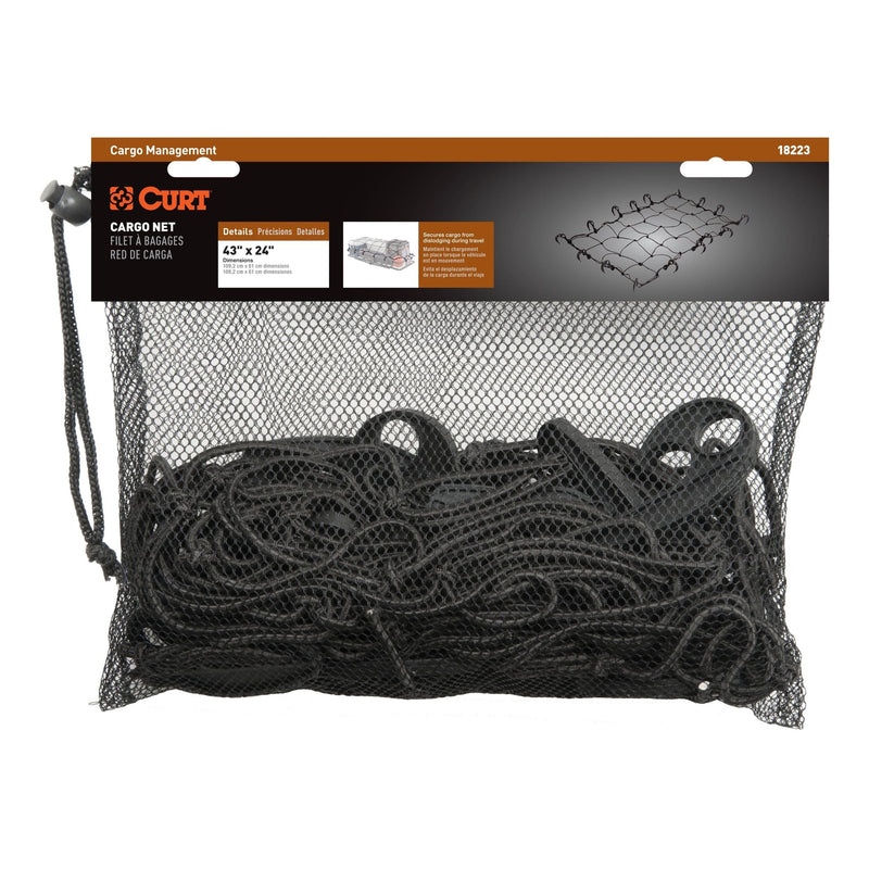 CURT 18223 Elastic Cargo Net with Hooks for Hitch Carrier, 43 x 24-in H4