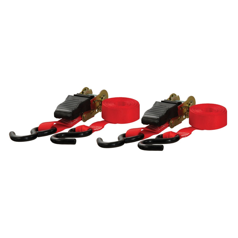 CURT 83001 10-ft Red Cargo Straps with S-Hooks (500-lb, 2-pk) D3