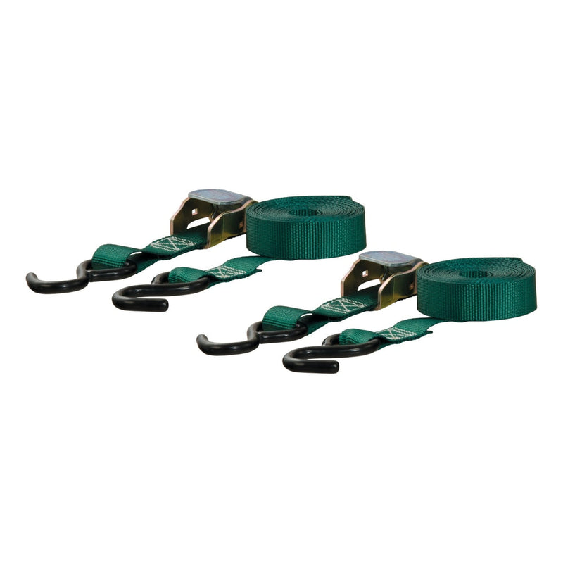 CURT 83015 Cargo Straps with S-Hooks, Dark Green, 300-lb, 15-ft, 2-pk O4