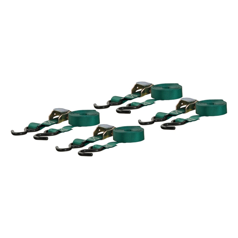 CURT 83016 Cargo Straps with S-Hooks, Dark Green, 300-lb, 16-ft, 4-pk A2