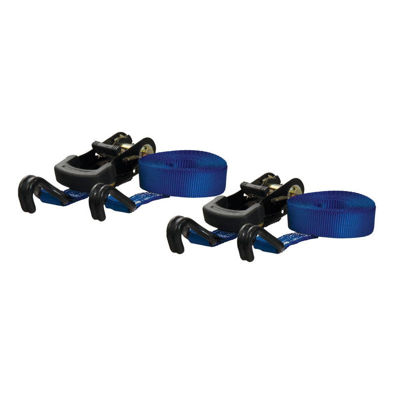 CURT 83020 Cargo Straps with J-Hooks, Blue, 733-lb, 16-ft, 2-pk C7