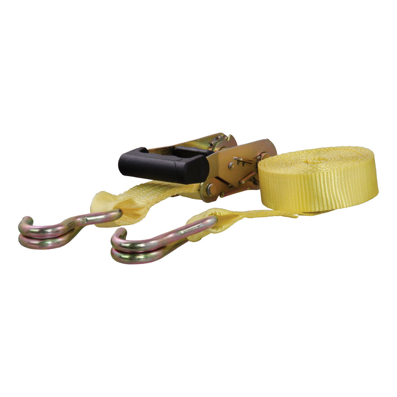 CURT 83036 Cargo Strap with J-Hooks, Yellow, 1,667-lb, 14-ft J1