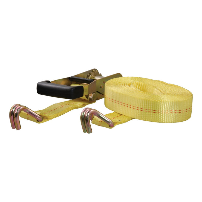 CURT 83047 Cargo Strap with J-Hooks, Yellow, 3,333-lb, 27-ft Y3