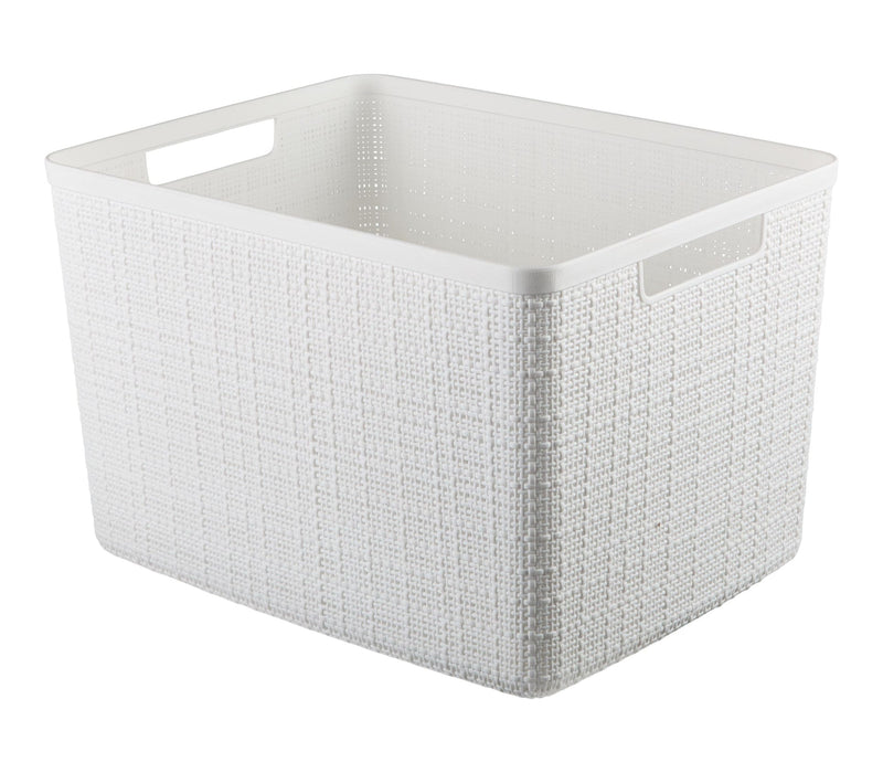 Curver Large Jute Weave Nesting Storage Basket, White I8