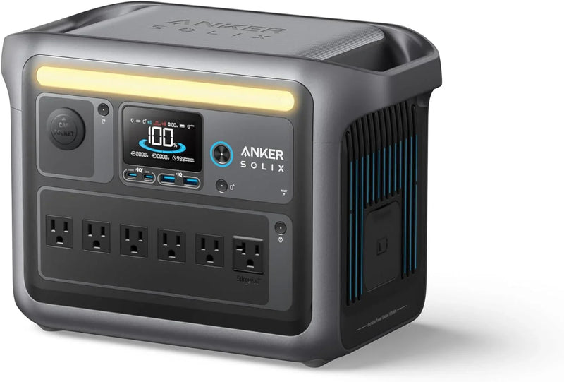 Portable Power Station with 200W Solar Panel, 1800W Solar Generator, 1056wh LFP (LiFePO4) Battery, 6 AC Outlets, Up to 2400W for Home, Power Outages, and Outdoor Camping H7
