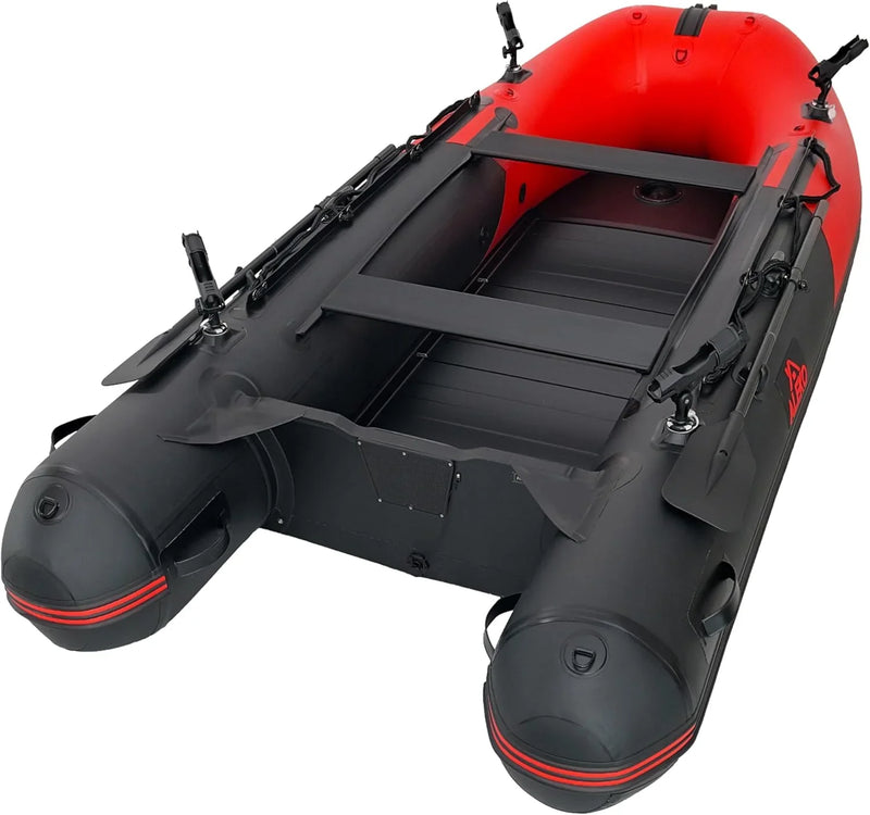Inflatable Boat | Yacht Dinghy Tender Raft | Multi Person Fishing Boat | Aluminum Floor Oars | Fishing Rod Holders | Heavy-Duty PVC | 2024 Model | R9