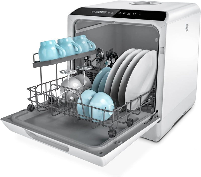 Countertop Dishwasher, 5 Washing Programs Portable Dishwasher With 5-Liter Built-in Water Tank For Glass Door X2