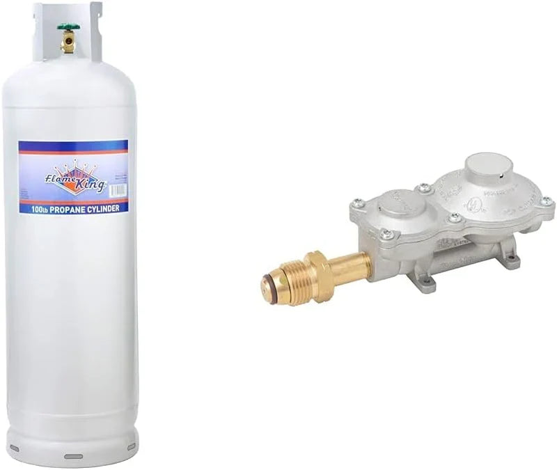 Steel Propane Tank Cylinder with POL Valve and Collar, Great for Mixed Heating Systems, Home fireplaces, Dryers and Grills-Flame King R1