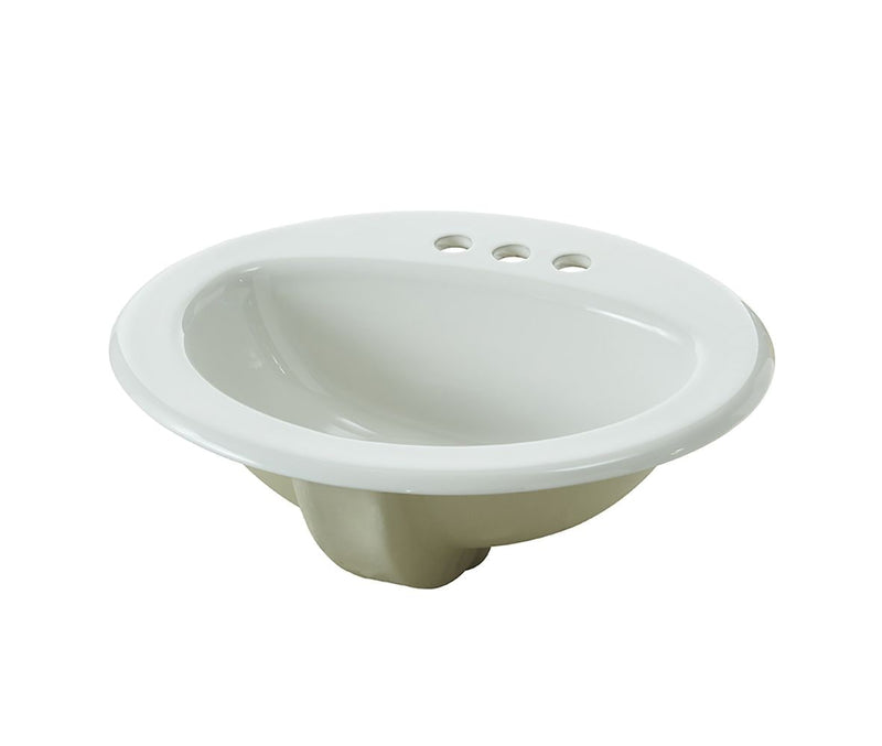 Danze Oval Drop-In Bathroom Sink, White, 4-in Centre, 20-in x 17-in N7