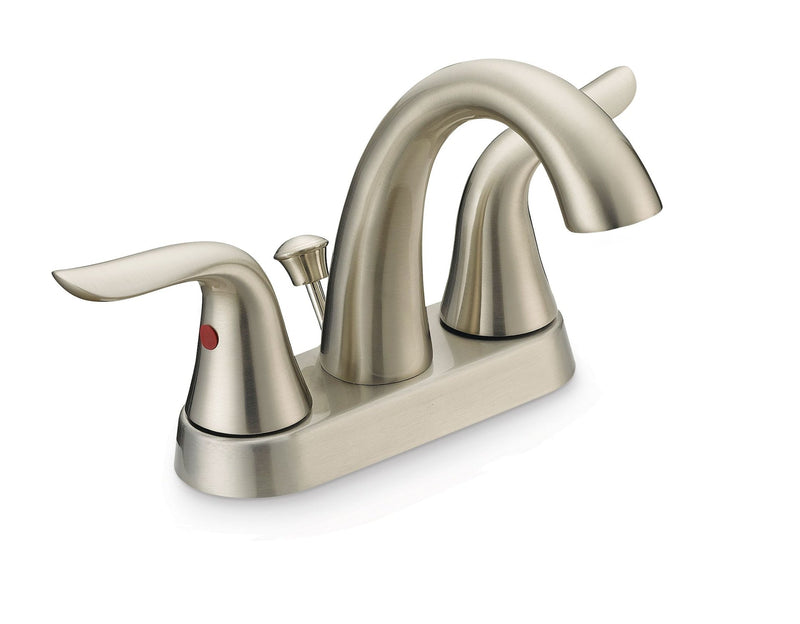 Danze Plymouth Double Handle 4-in Centreset Bathroom Sink Faucet with Pop-Up Drain, Brushed Nickel Q1