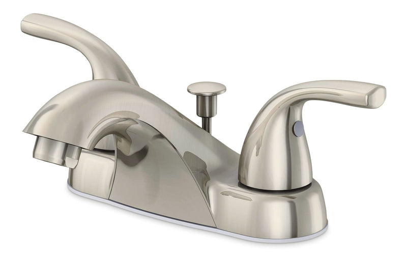Danze Renovate Double Handle Bathroom Sink Faucet with Pop-up Drain, 4-in Centreset, Brushed Nickel E5