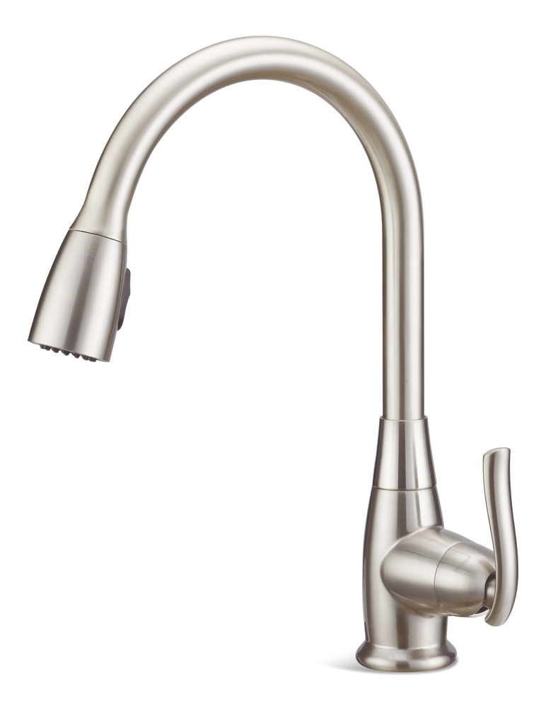 Danze Terrazo Single Handle Pull Down Kitchen Faucet, Stainless Steel E9