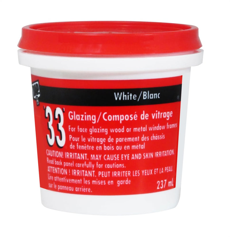 DAP 33 Glazing Putty Sealant For Wood & Metal Window Frames, Crack-Proof, White, 273-mL Y5
