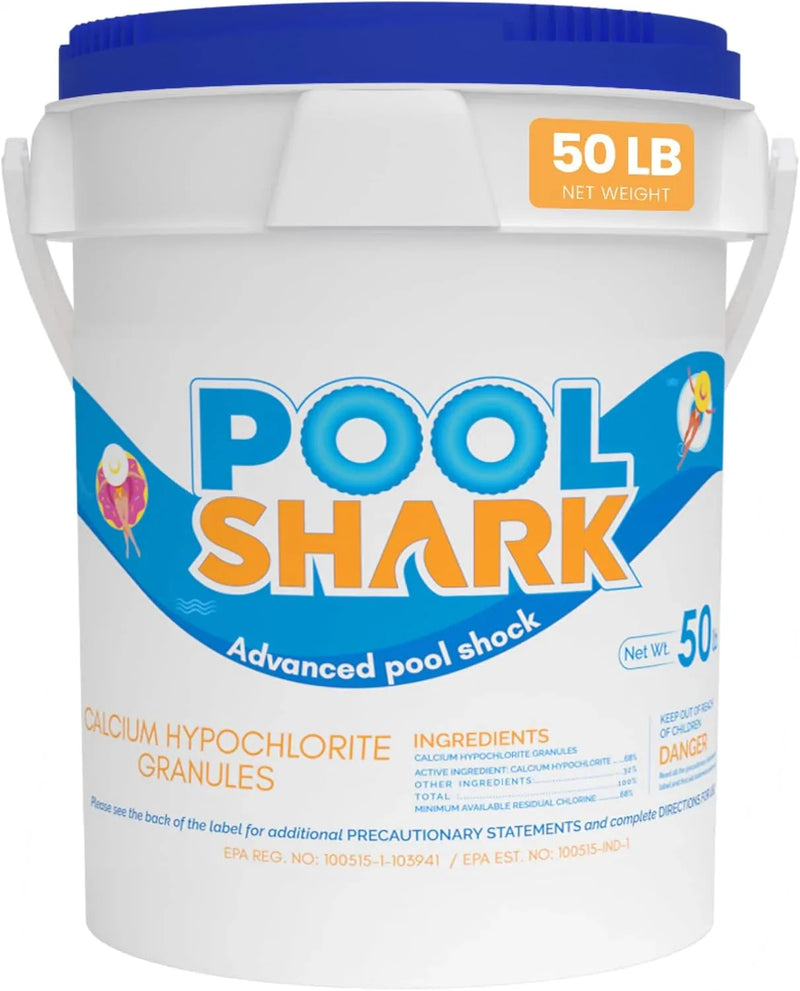 68% Calcium Hypochlorite Pool Shock for Swimming Pools - Chlorine Granules Swimming Pool Shock 50 lbs Bucket - Pool Chlorine for Inground and Above Ground Pool Treatment, Saltwater (50lbs) D9