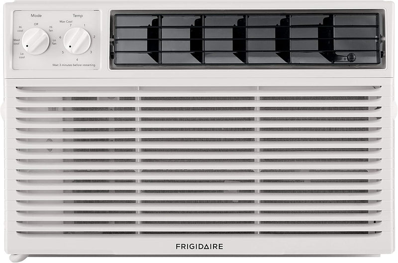 5000-watt window air conditioner, with a cooling area of 250 square feet, operates quietly, has easy and convenient temperature adjustment, 2 fan speeds, automatic restart function, and a white appearance X9