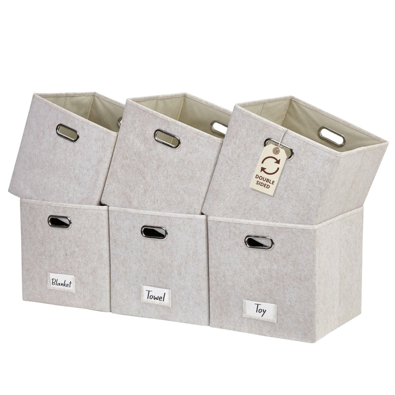 Decomomo Collapsible Felt Storage Cube, 11-in, 6-pk, Beige V4