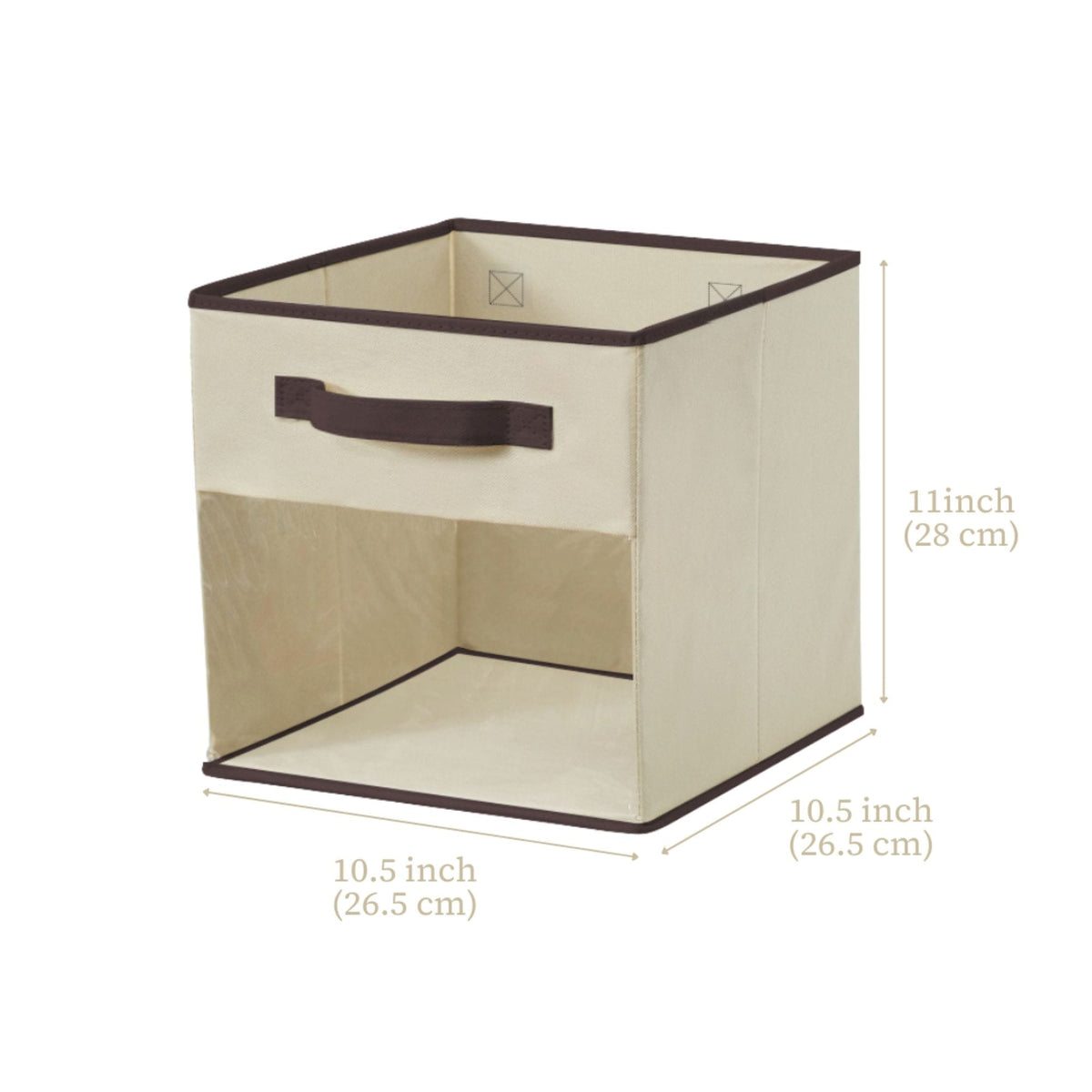 Decomomo Collapsible Transparent Front Cube, 11-in, 6-pk, Beige