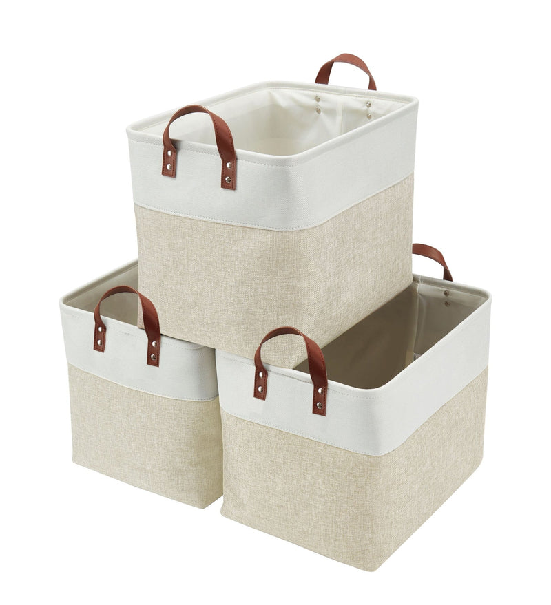 Decomomo Jumbo Foldable Storage Basket, 42-L, 3-pk, Beige N9