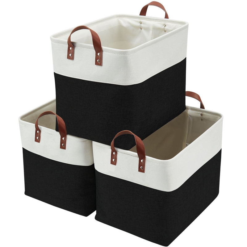 Decomomo Jumbo Foldable Storage Basket, 42-L, 3-pk, Black V5