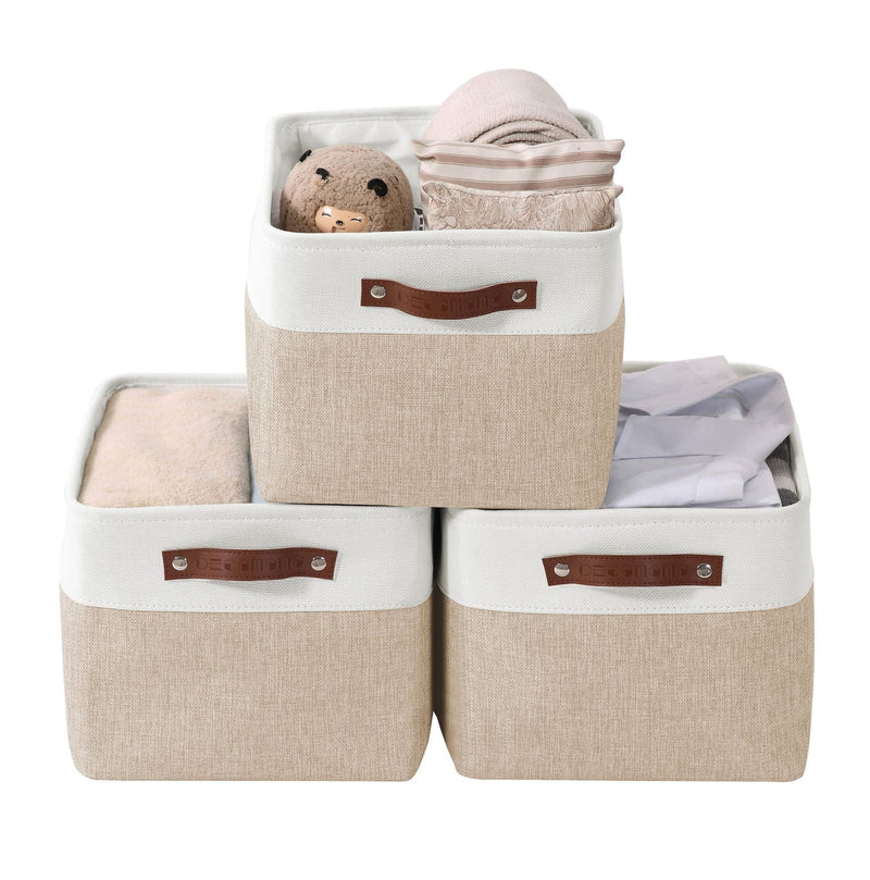 Decomomo Large Soft-Sided Foldable Storage Basket, 3-pk, Beige S5
