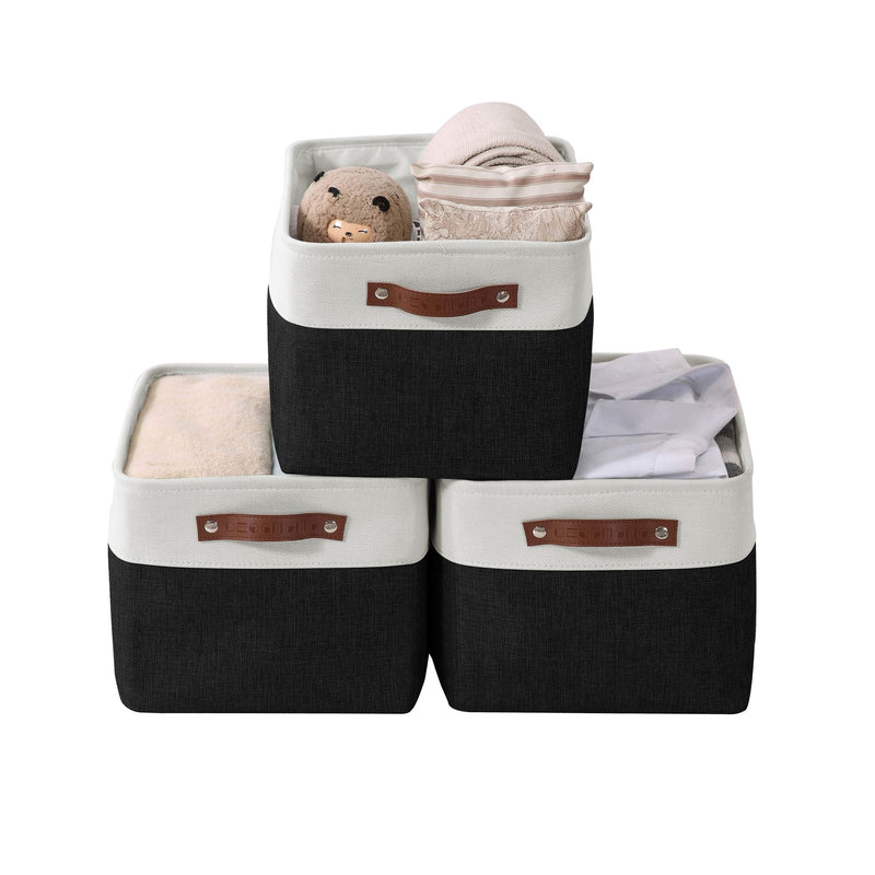 Decomomo Large Soft-Sided Foldable Storage Basket, 3-pk, Black T3