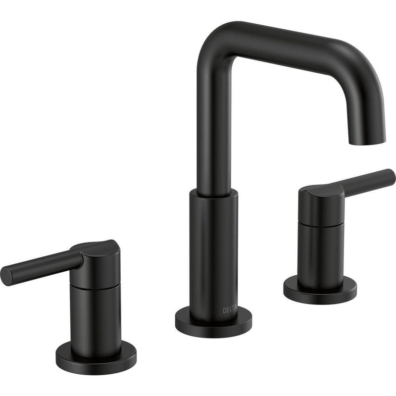 Delta Two Handle Widespread Bathroom Faucet, Matte Black X1