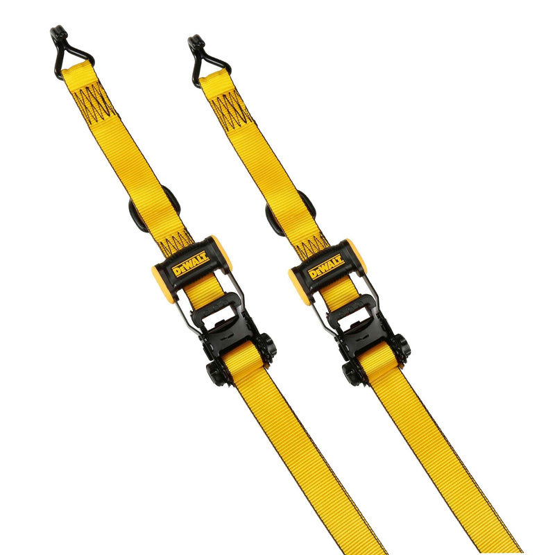 DEWALT 3,300-lb Ratchet Tie Down Strap, Weatherproof, 1.5-in x 16-ft (3.8 cm x 4.8 m), 2-pk W6