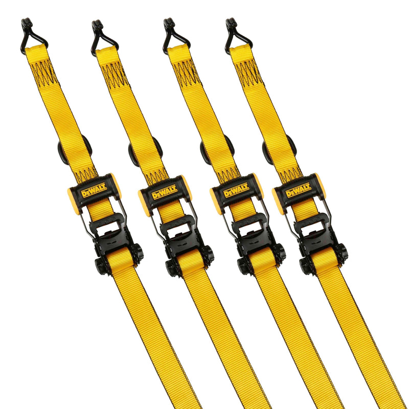 DEWALT 3,300-lb Ratchet Tie-Down Straps, Weatherproof, 1.5-in x 16-ft, 4-pk K6