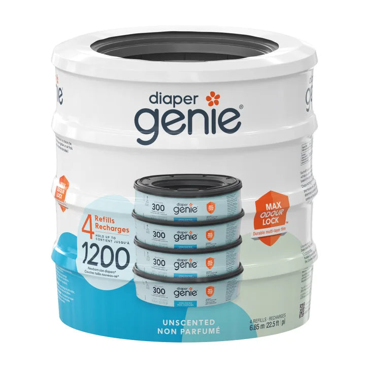 Diaper Genie Unscented Round Refill, 4-pack F3