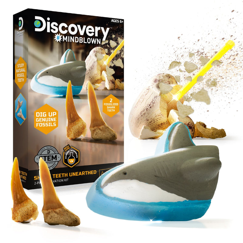 Discovery Mini Unearthed Shark Teeth Excavation Kit/Educational Toy for Ages 6+, 2-pc U6