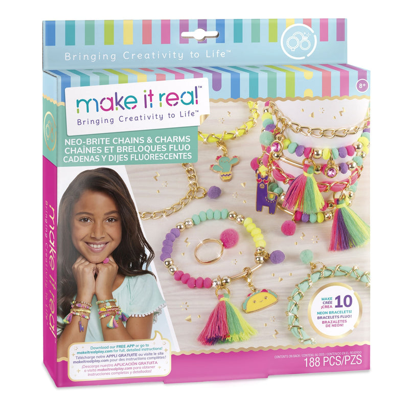DIY Customizable Friendship Bracelete & Charms, Multi-Coloured, 188-pk, for Arts & Crafts/Birthday Favour L0