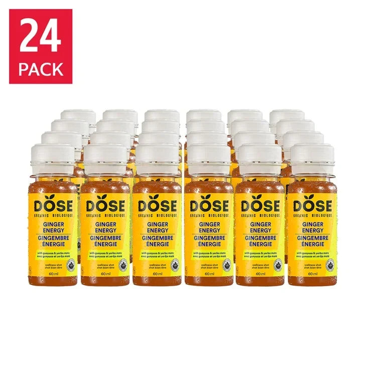 DOSE Organic Ginger Daily Booster shots, ENERGY pack, 24 x 60 mL (2 fl oz) P4