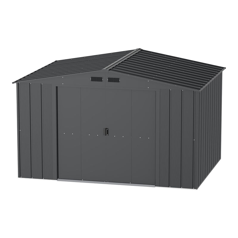 Duramax Metal Outdoor Storage Shed with Steel Frame, Dark Grey, 10-1/2-ft x 8-ft K8