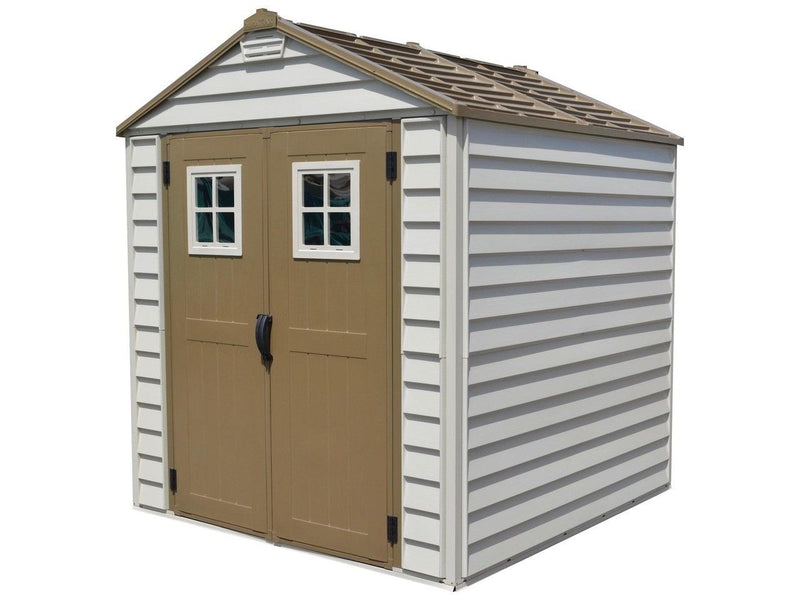 Duramax StoreMax Vinyl Garden Shed, Brown, 7-ft x 7-ft L0