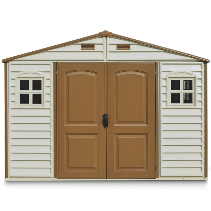 Duramax Woodside Vinyl Resin Garden Shed, Brown, 10-1/2-ft x 8-ft C4
