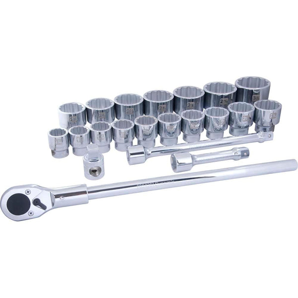 Dynamic Tools 1-in Drive 12 Point Standard Socket & Attachment Set, SAE, 21-pk R7