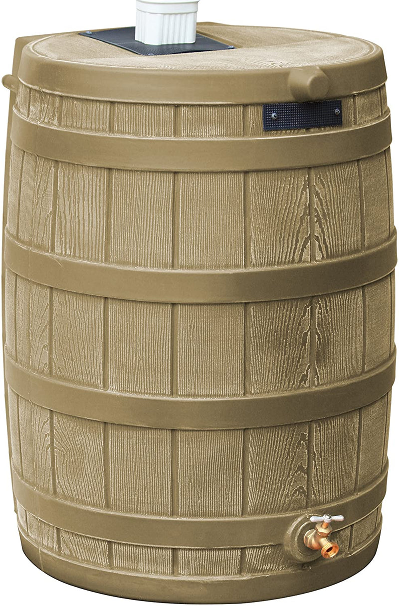 Good Ideas Rain Wizard 50 Gallon Plastic Outdoor Home Rain Barrel Water Storage Collector A5