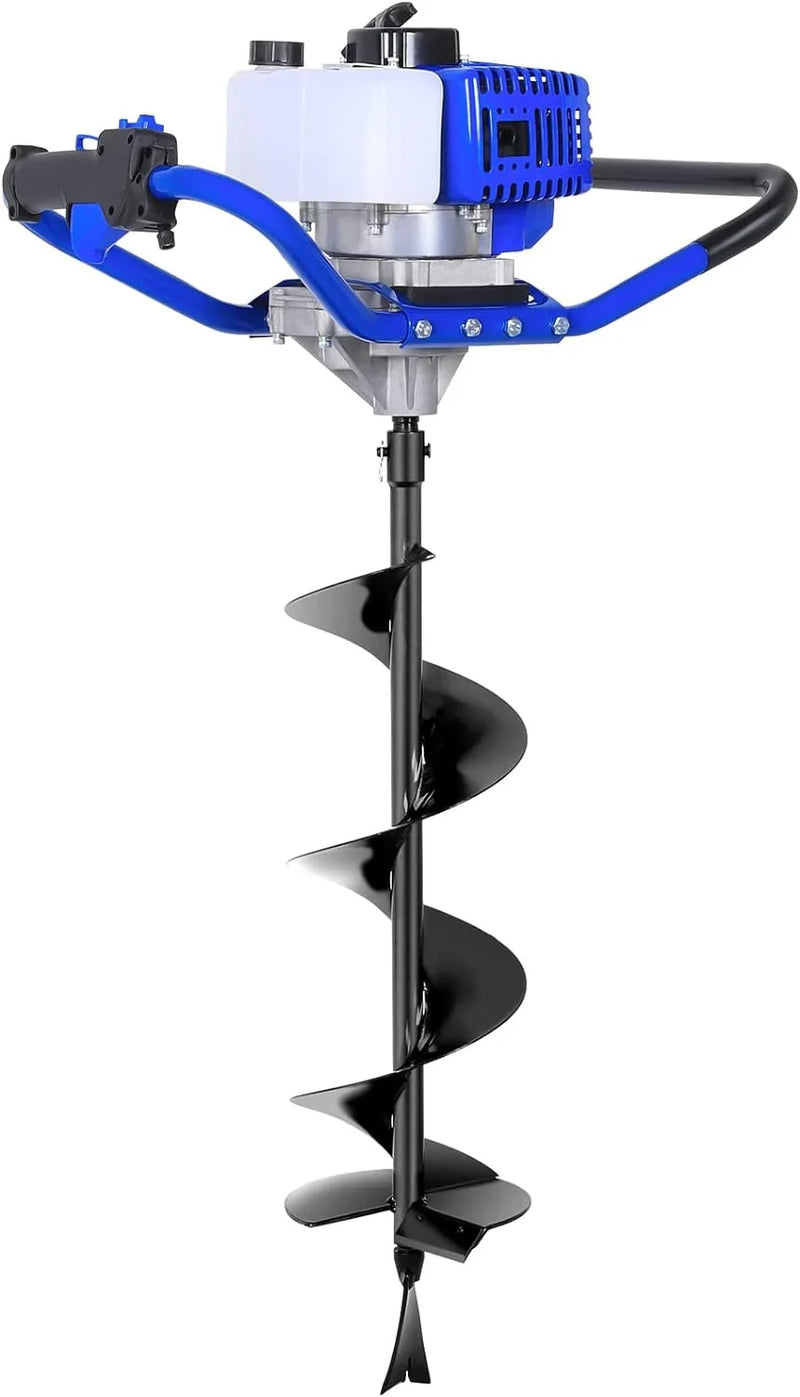 Post Hole Digger Gas Powered, 52cc 2.4 HP 2 Stroke Engine Earth Auger with 8" Drill Bit, EPA Compliant Post Hole Auger B5