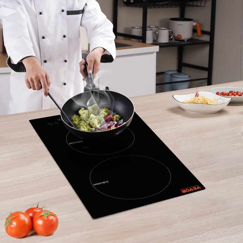 BENTISM 12 inch Electric Cooktop 2 Burners 1800W Stove Top Touch Control O1