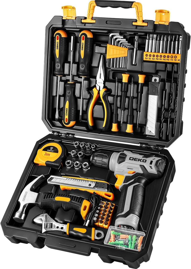 Tool Set：Tool Kit with 8V Cordless Drill,Tool Box with Drill,Hand Drill Set for Men & Women,Home Tool Kits for House Repair,Handyman,DIY 126 Piece B4