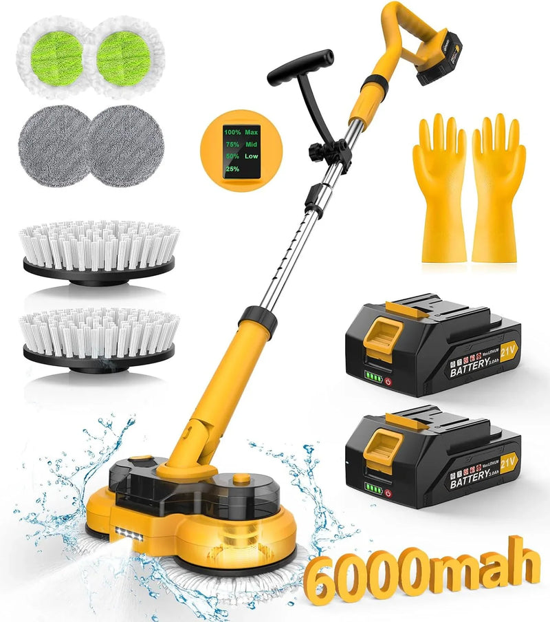 6000mAh Battery Electric Mop M1, 800RPM Cordless Electric Power Scrubber & Mops for Floor Cleaning, Best Automatic Spin Mops with Smart Display,Rotating Mop with LED Light & Water Spray-qimedo Z1