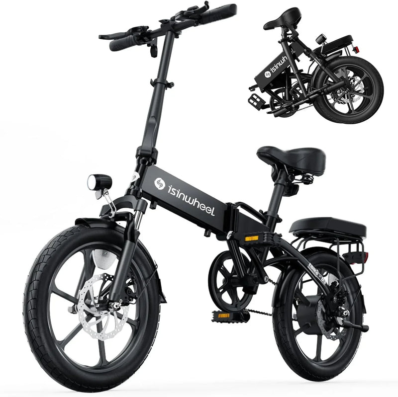 Electric Bike for Adults 500W Motor, 20 mph Folding Ebike, 14"/16"/20" Adults Electric Bicycles with Smart Uphill, 280.8Wh Battery, 25 Miles PAS Range, Mini E Bikes for Adults and Teens-isinwheel B2