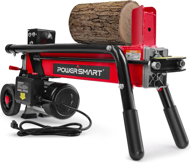 Electric Log Splitter 7-Ton - Efficient Wood Splitter with 3500 Motor Speed, 15 Amp, Horizontal Full Beam Design and Steel Wedge for Firewood & Kindling Cutting U1