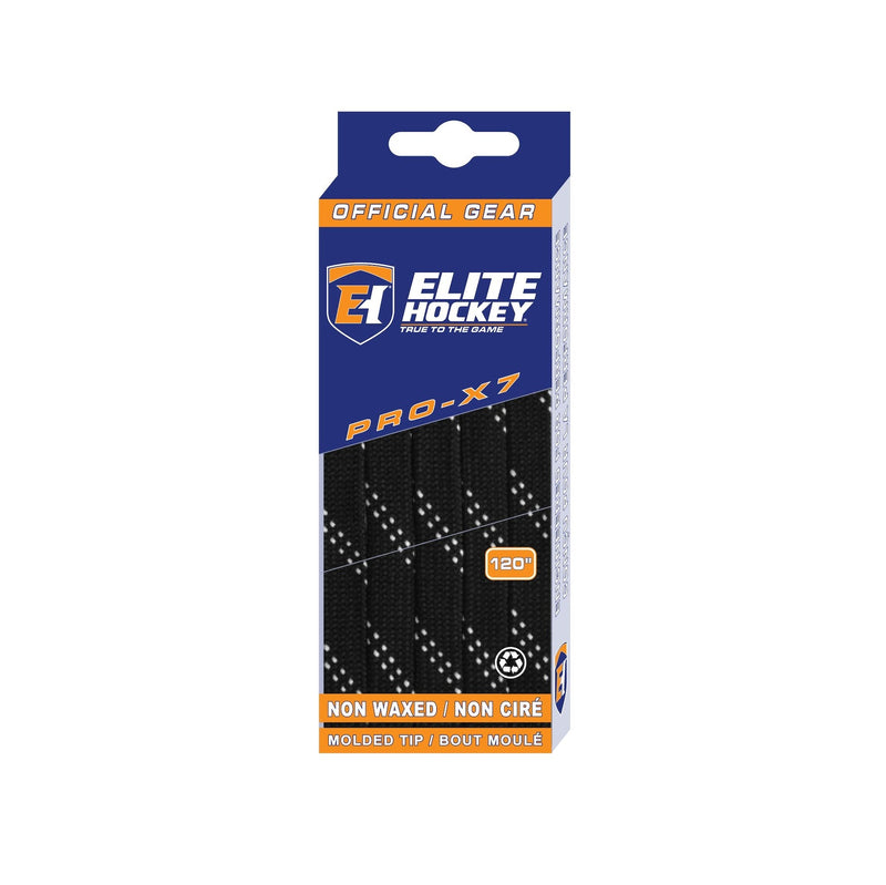 Elite Hockey Pro-X7 Skate Laces, Non-Waxed, Black, Assorted Sizes F9