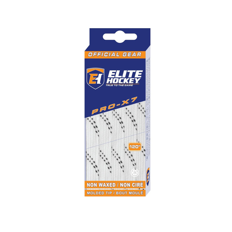 Elite Hockey Pro-X7 Skate Laces, Non-Waxed, White, Assorted Sizes U5