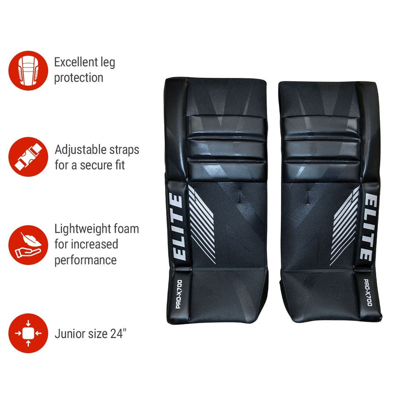 Elite Hockey Vasilevskiy PRO-X700 Street Hockey Goalie Leg Pads, Junior, 24-in R2