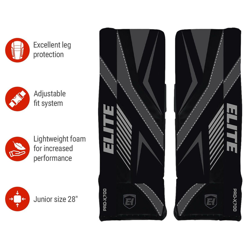 Elite Hockey Vasilevskiy PRO-X700 Street Hockey Goalie Leg Pads, Junior, 28-in Y3