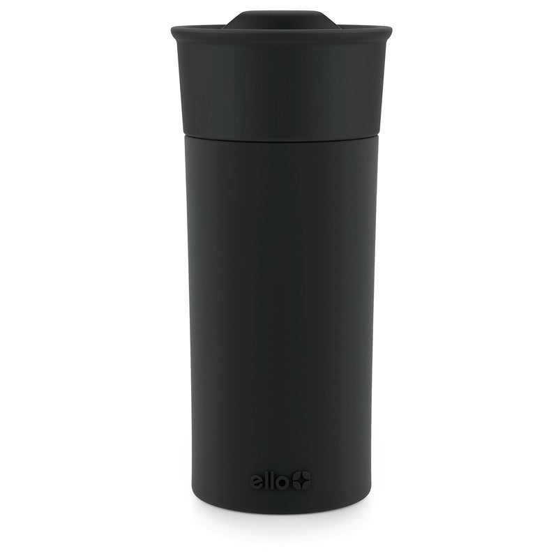 ello Ogden Ceramic Travel Mug, 16-oz, Black, with Silicone Insulated Sleeve P0
